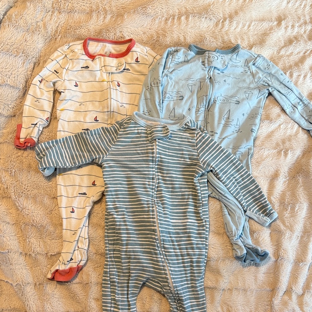 Cloud Island Nautical and Striped Footies Set